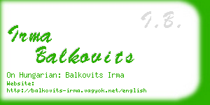 irma balkovits business card